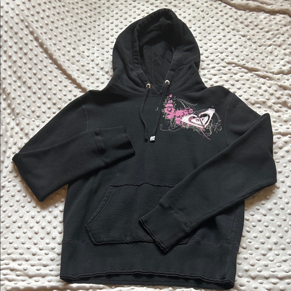 Black Roxy hoodie with Pink Graphic
